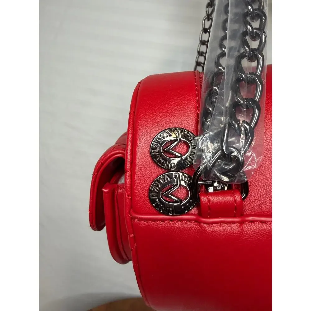 Valentino Orlandi Heart Crossbody MSRP $139 NWT Red Quilted Vegan Leather